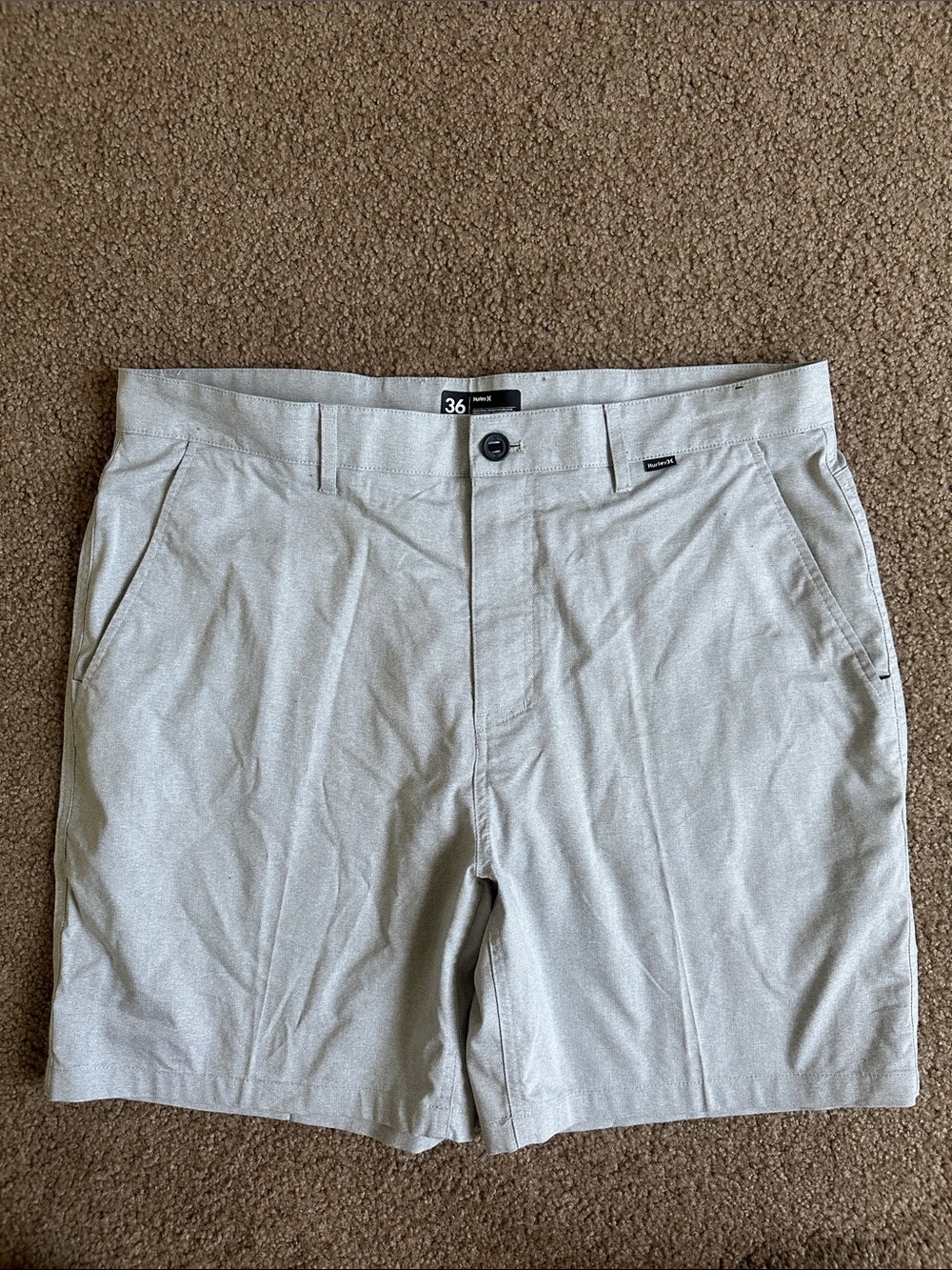 Hurley Men's Light Gray Flat Front Casual Shorts Size 36